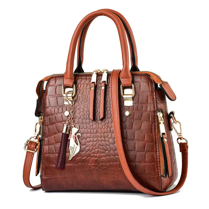 Crocodile-Embossed Leather Bag | Elegant Design | Perfect for Everyday Use | Durable and Chic