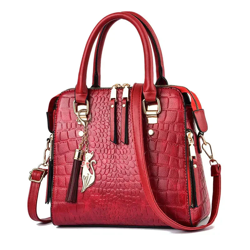 Crocodile-Embossed Leather Bag | Elegant Design | Perfect for Everyday Use | Durable and Chic