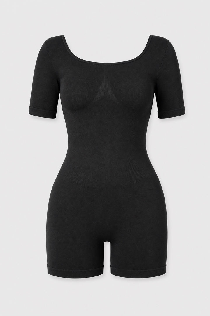 Megan Scoop-Neck Sculpting Romper Bodysuit – product photo on a light grey background