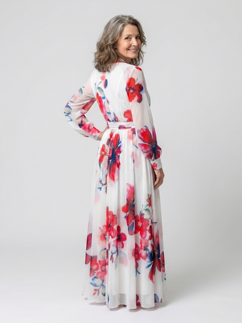 Floral Maxi Dress | Long Sleeve Wrap Design | Perfect for Any Occasion | Lightweight and Comfortable