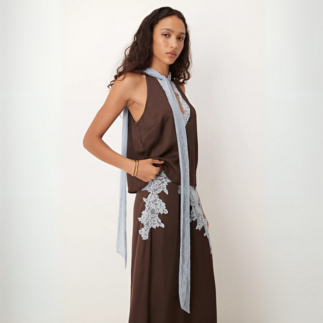 Lace Panel Top and Skirt Set | Elegant Design | Perfect for Special Occasions | Comfortable Fit