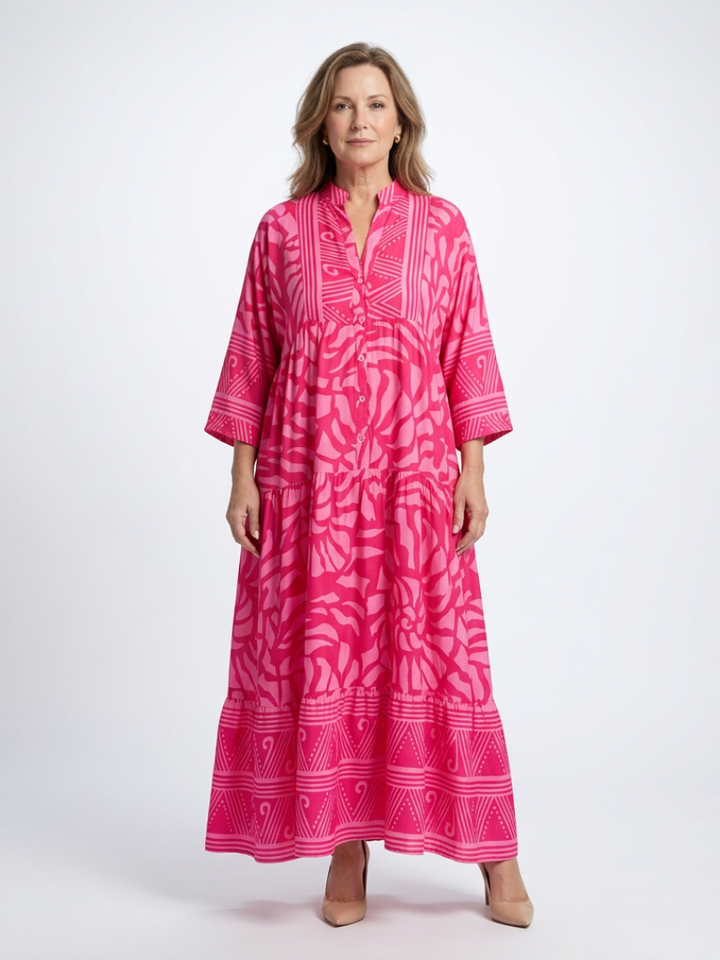 Midi Dress | Button Front Design | Flattering Fit for All Occasions | Lightweight Cotton Blend