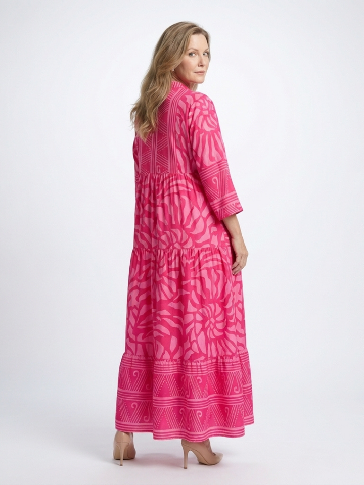 Midi Dress | Button Front Design | Flattering Fit for All Occasions | Lightweight Cotton Blend