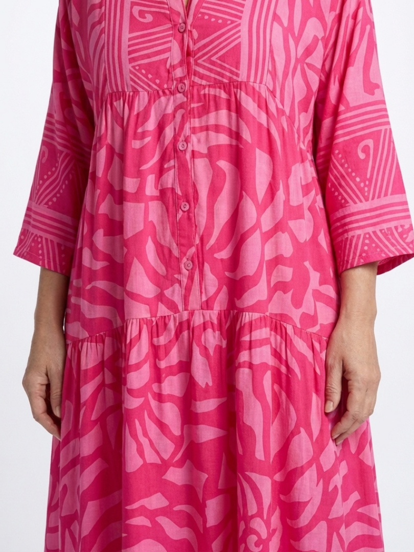 Midi Dress | Button Front Design | Flattering Fit for All Occasions | Lightweight Cotton Blend