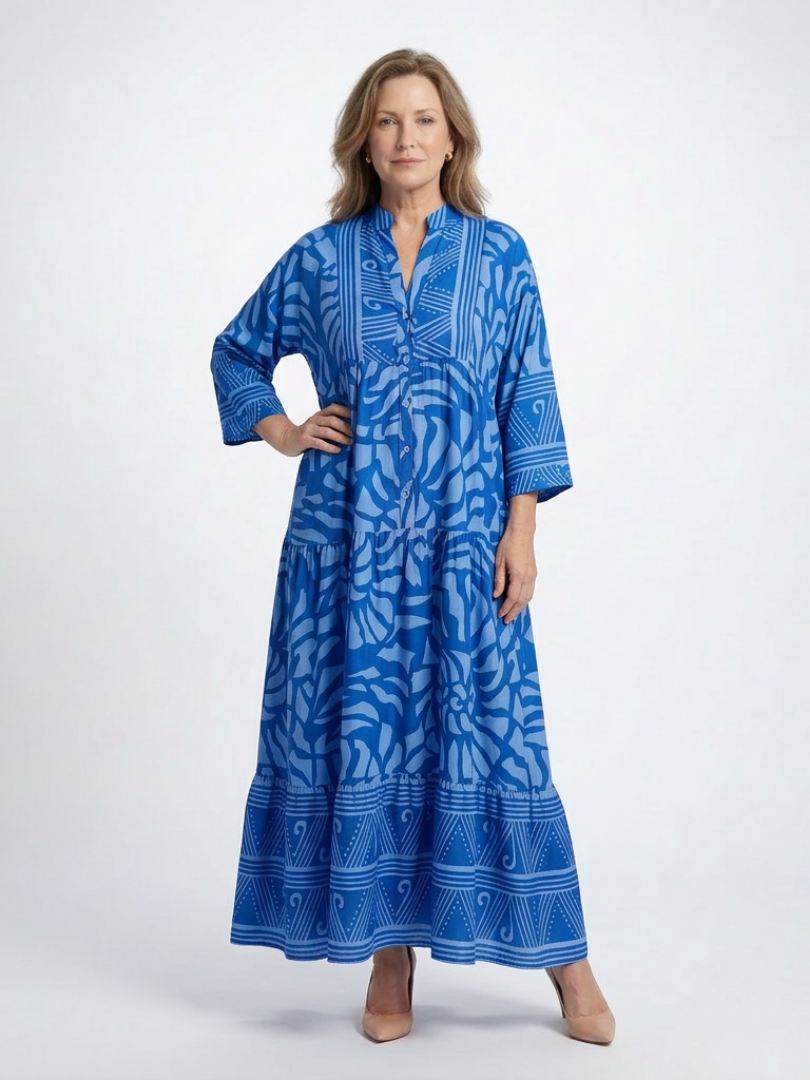 Midi Dress | Button Front Design | Flattering Fit for All Occasions | Lightweight Cotton Blend