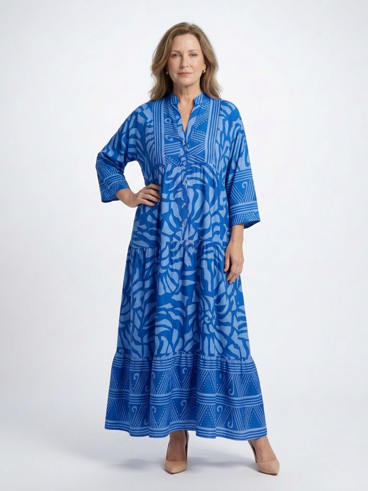Midi Dress | Button Front Design | Flattering Fit for All Occasions | Lightweight Cotton Blend