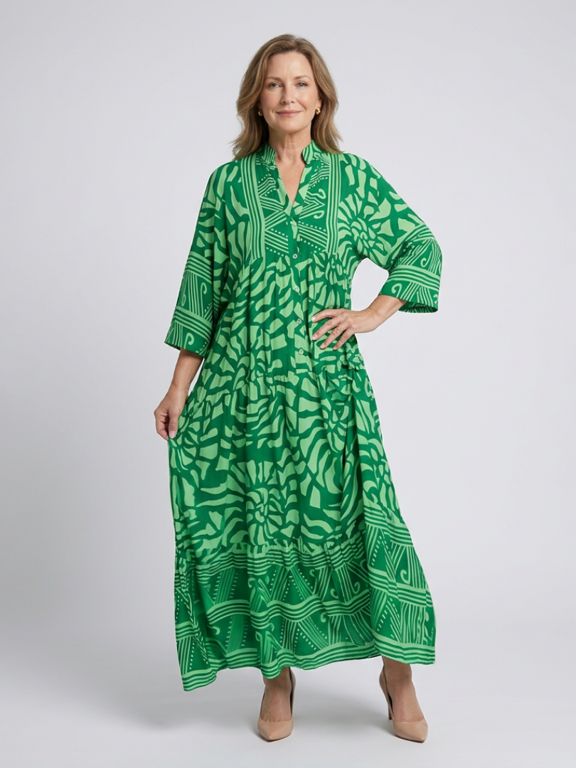 Midi Dress | Button Front Design | Flattering Fit for All Occasions | Lightweight Cotton Blend