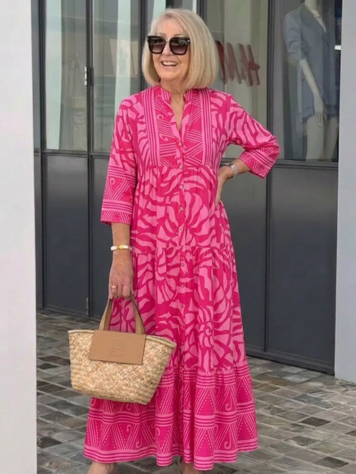 Midi Dress | Button Front Design | Flattering Fit for All Occasions | Lightweight Cotton Blend