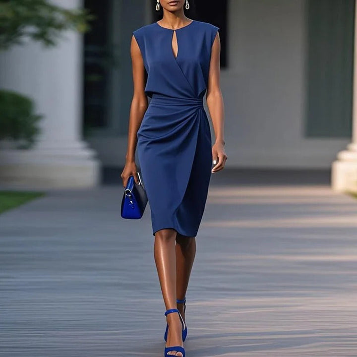Knee-Length Dress | Elegant Draped Design | Perfect for Special Occasions | Soft and Comfortable Fabric