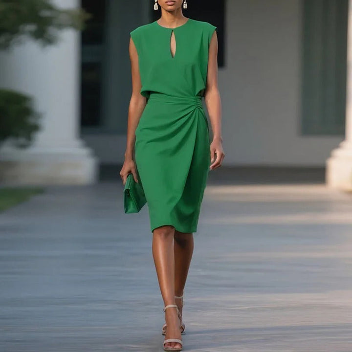 Knee-Length Dress | Elegant Draped Design | Perfect for Special Occasions | Soft and Comfortable Fabric