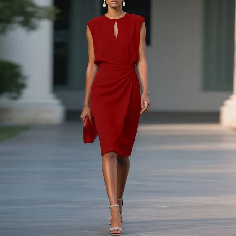 Knee-Length Dress | Elegant Draped Design | Perfect for Special Occasions | Soft and Comfortable Fabric