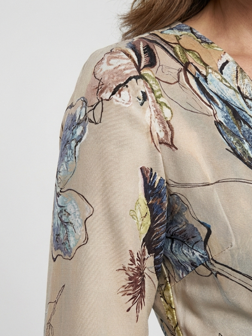 Floral Maxi Wrap Dress | Three Quarter Sleeves | Elegant and Flattering Fit | Perfect for Any Occasion