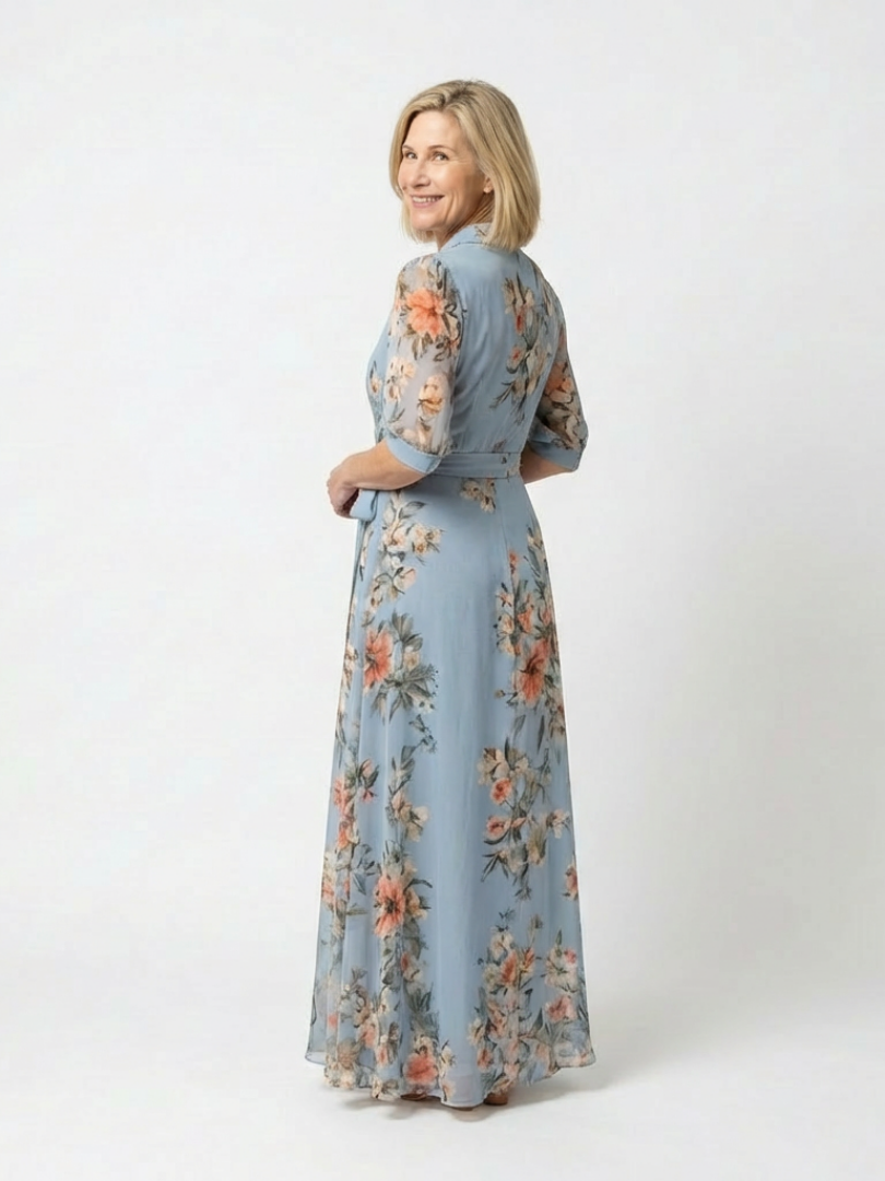 Floral Maxi Dress | Elegant Wrap V-Neck Design | Perfect for Any Occasion | Lightweight and Comfortable