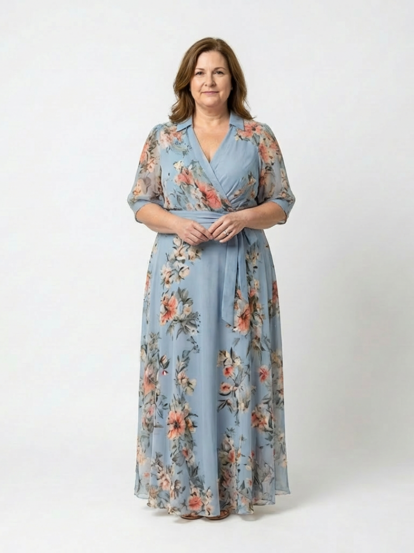 Floral Maxi Dress | Elegant Wrap V-Neck Design | Perfect for Any Occasion | Lightweight and Comfortable