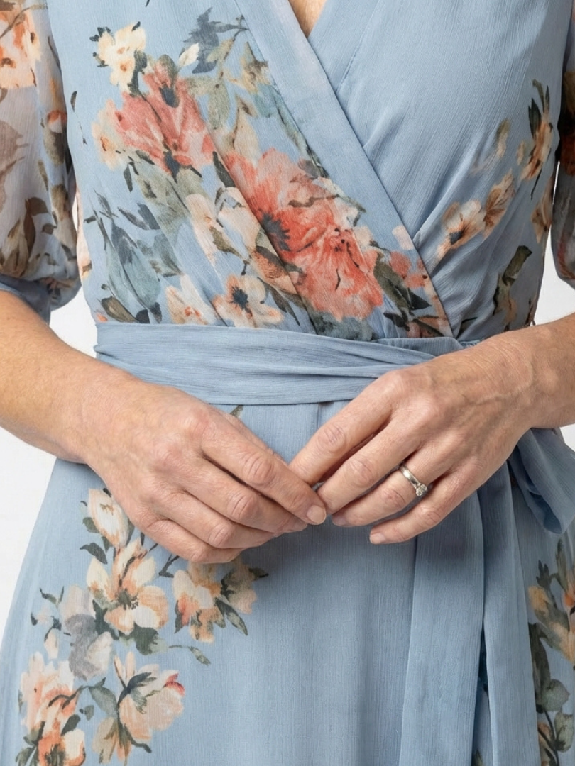 Floral Maxi Dress | Elegant Wrap V-Neck Design | Perfect for Any Occasion | Lightweight and Comfortable