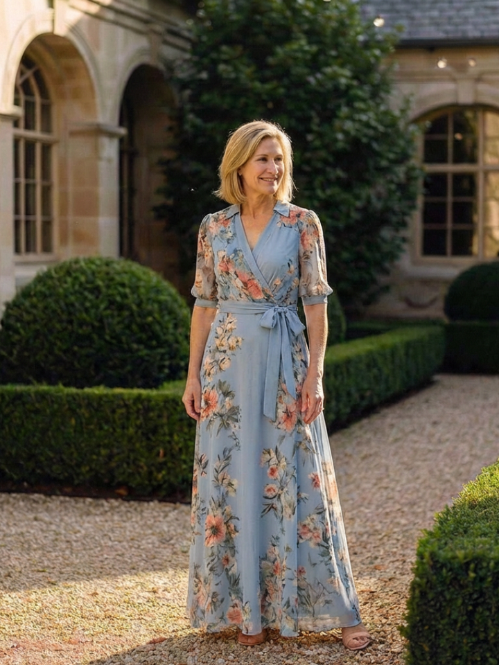 Floral Maxi Dress | Elegant Wrap V-Neck Design | Perfect for Any Occasion | Lightweight and Comfortable
