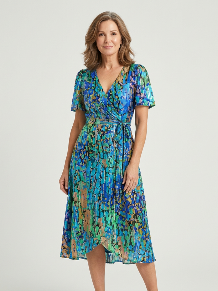 Midi Dress | Abstract Pattern Design | Flattering Fit for All Occasions | Lightweight Fabric