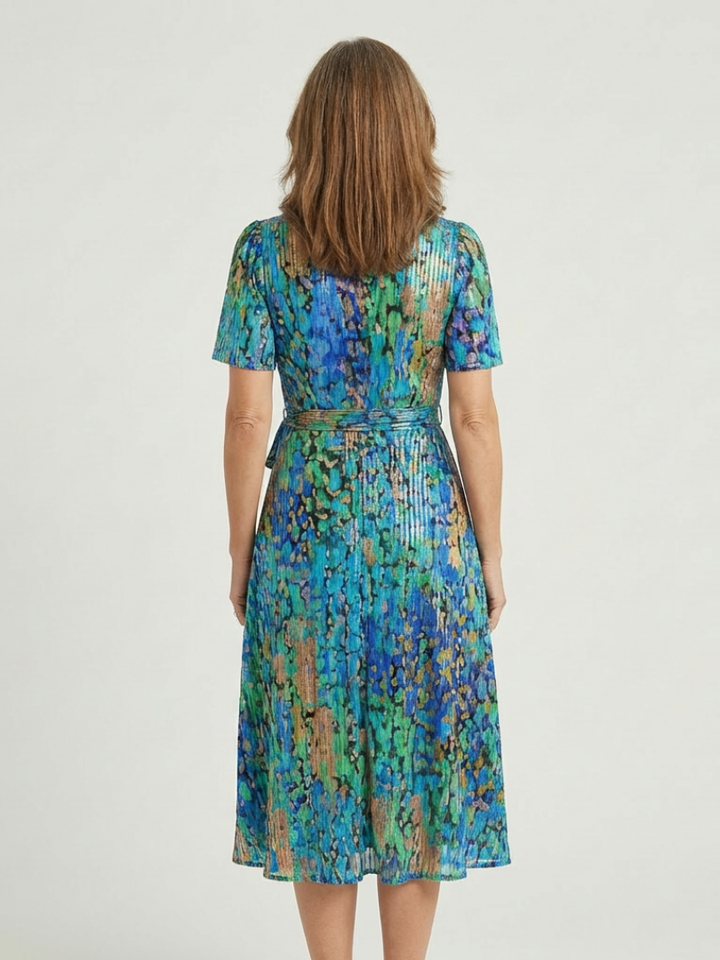 Midi Dress | Abstract Pattern Design | Flattering Fit for All Occasions | Lightweight Fabric