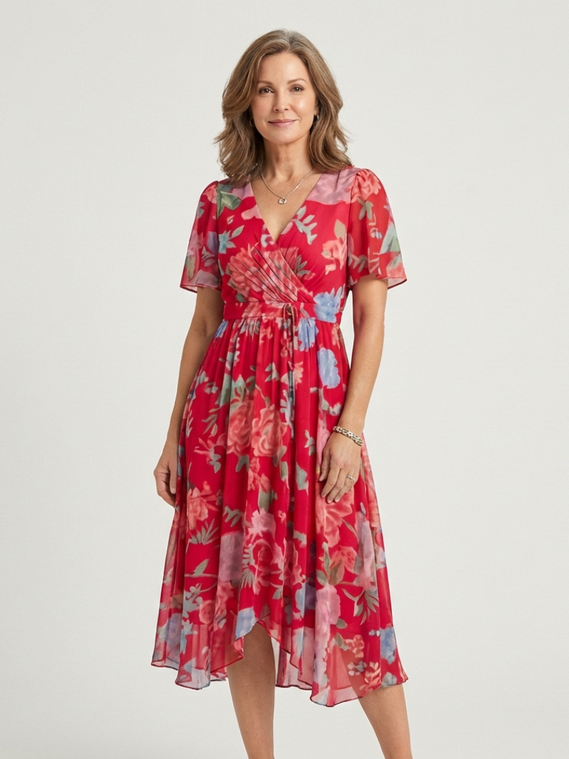 Midi Dress | Abstract Pattern Design | Flattering Fit for All Occasions | Lightweight Fabric