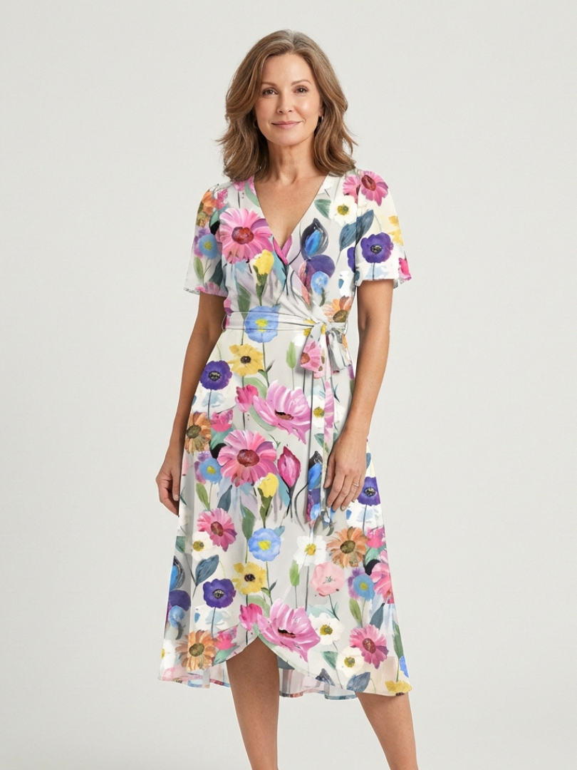 Midi Dress | Abstract Pattern Design | Flattering Fit for All Occasions | Lightweight Fabric