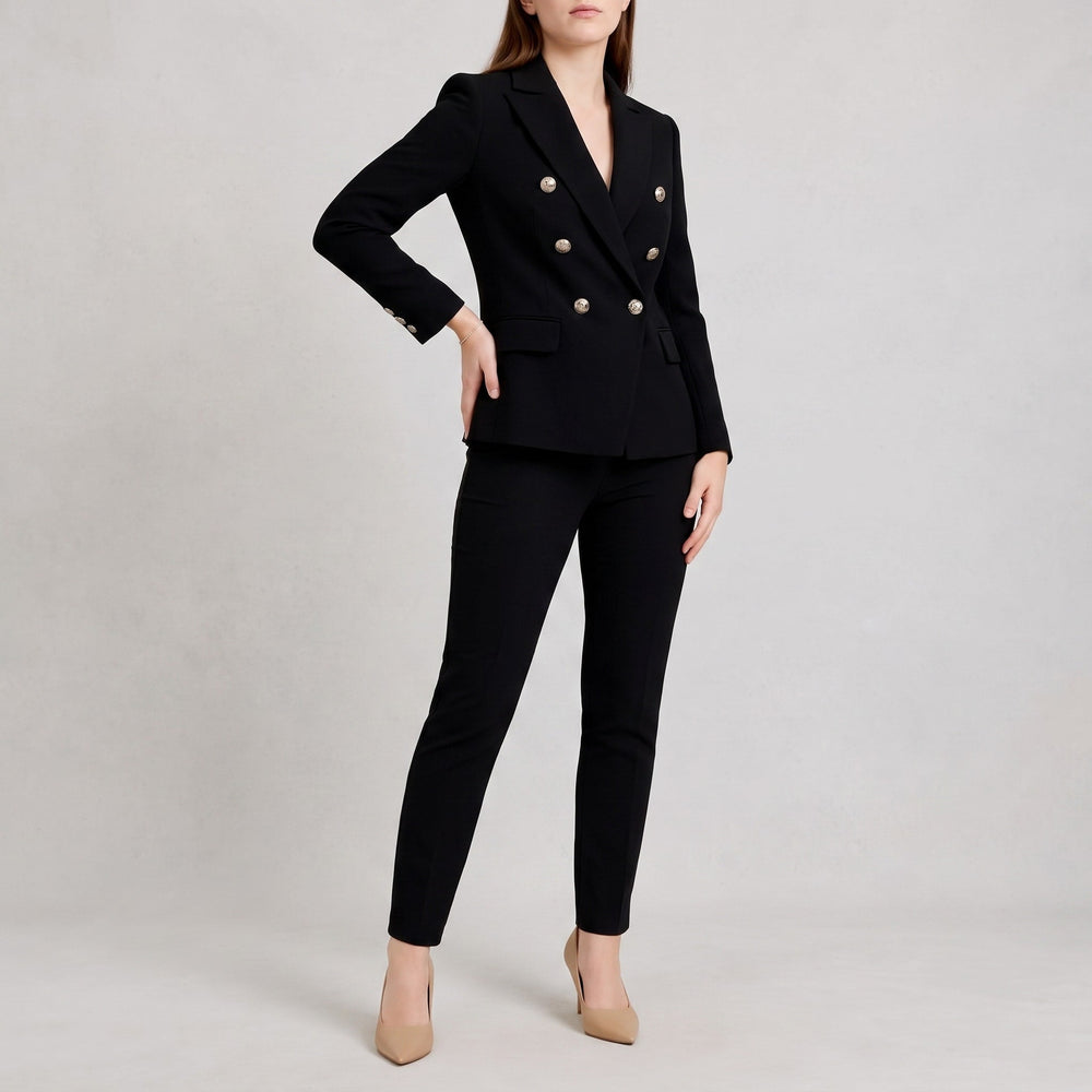 Women's Double-Breasted Blazer Trouser Set - Tailored Professional