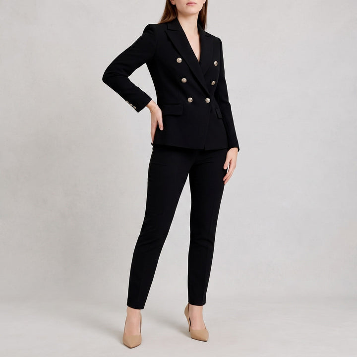 Women's Double-Breasted Blazer Trouser Set - Tailored Professional