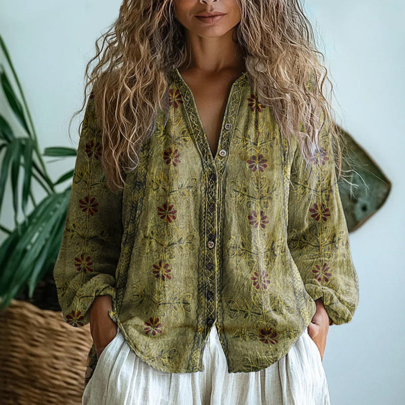 Women's Elegant Blouse - Tailored Soft Shape - Green