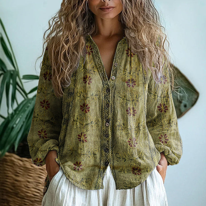 Women's Elegant Blouse - Tailored Soft Shape - Green