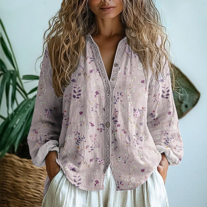 Women's Elegant Blouse - Tailored Soft Shape - Pink