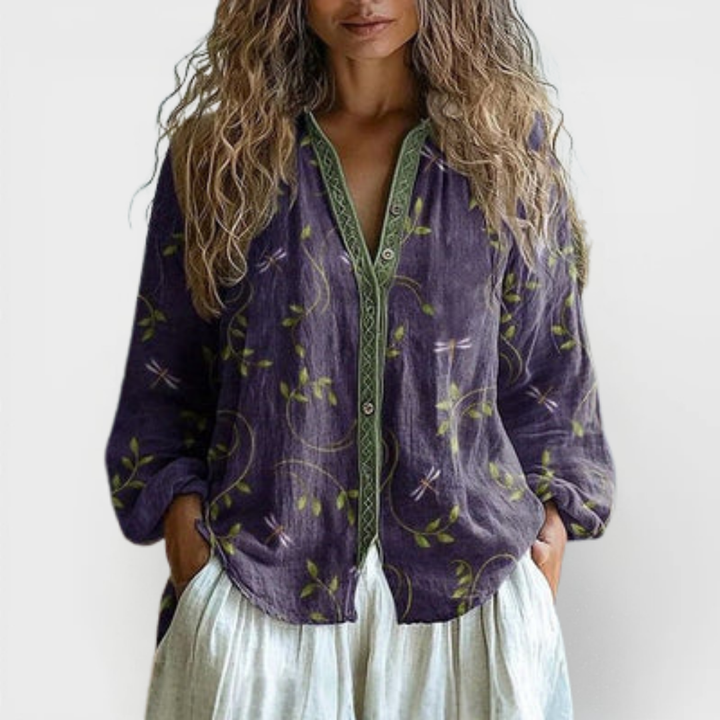 Women's Elegant Blouse - Tailored Soft Shape - Purple