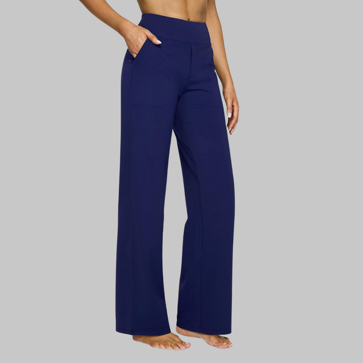 Women's High-Waist Yoga Pants - Soft Stretch Activewear - Blue