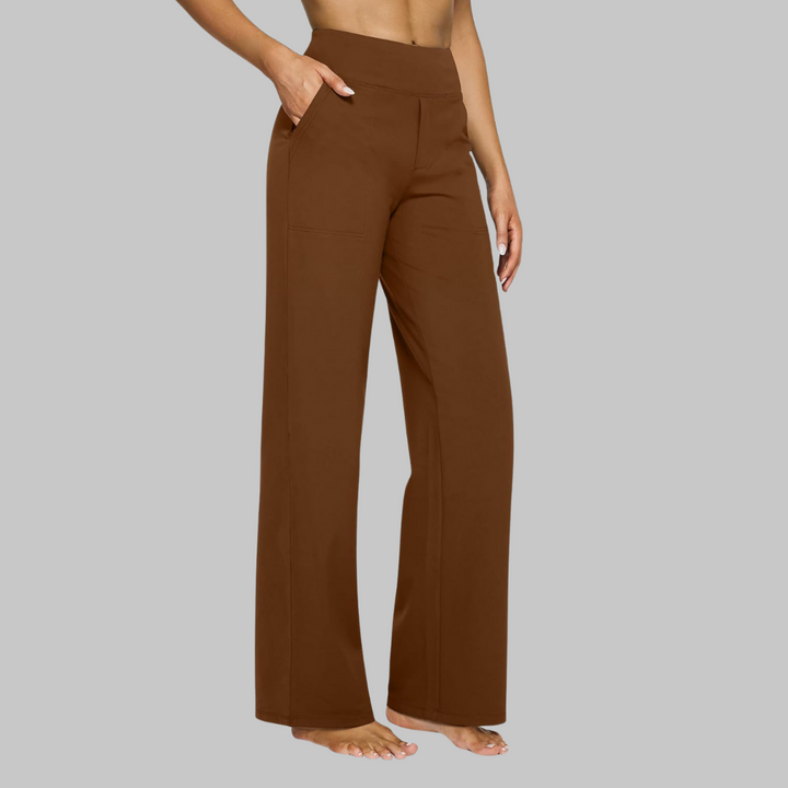 Women's High-Waist Yoga Pants - Soft Stretch Activewear - Brown