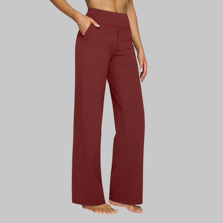 Women's High-Waist Yoga Pants - Soft Stretch Activewear - Red