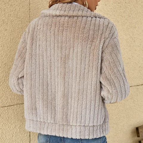 Women's Knit Jacket with Mock Neck and Zip - Relaxed Fit