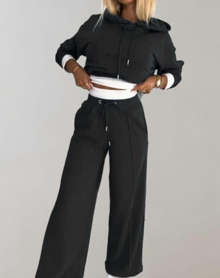 Women's Lounge Set Knit Top Wide Leg Pants - Relaxed Fit