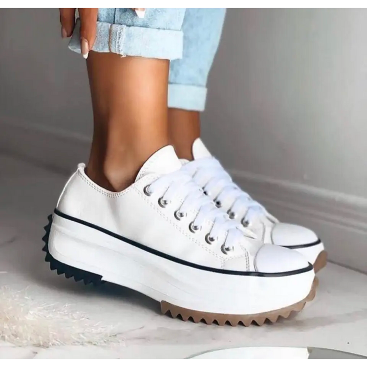 Women's Platform Sneakers Low Top Lace Up – Casual Going Out