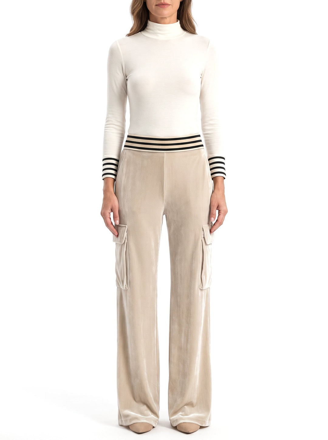 Women's Striped Cropped Top & Wide-Leg Pants Set